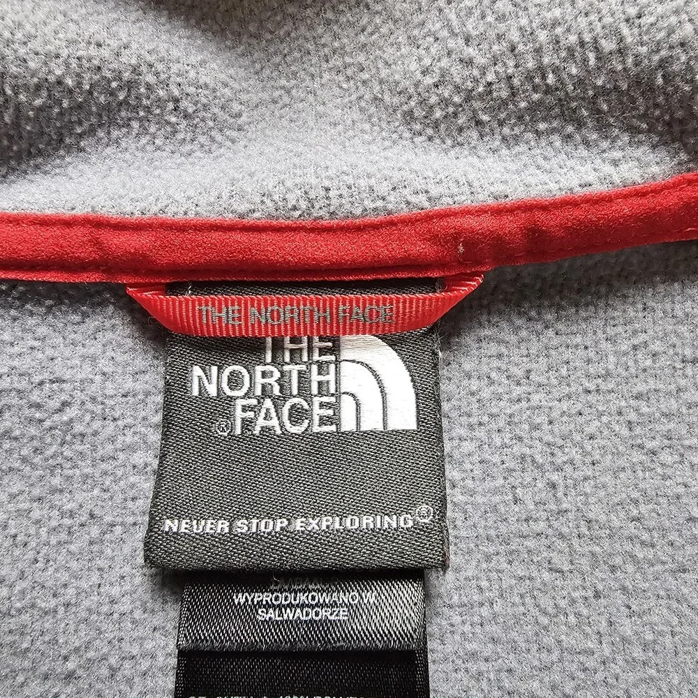 The Northface Hoodie Mens XXL‎ Gray Red Lightweight Thumb Hole Active Fleece